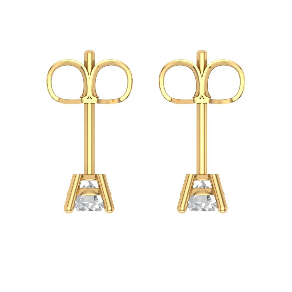 0.2 ctw Moissanite Studs Earrings | 3.0mm Round Cut White Gold Push back | April Birthstone