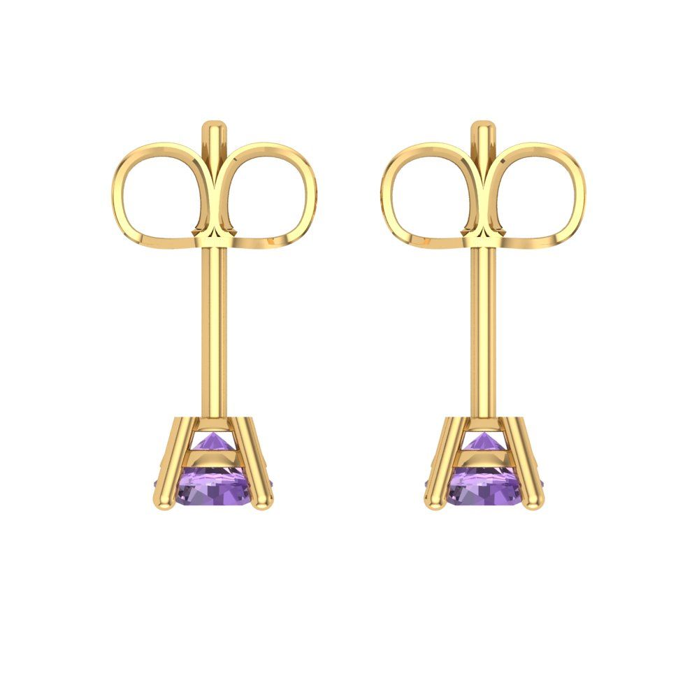 0.2cttw Round Cut Simulated Alexandrite Gold-Plated 925 Silver Push Back Stud Earrings