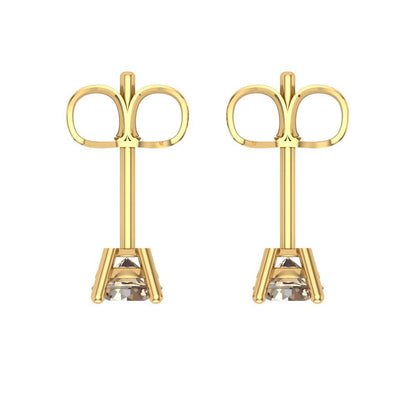 0.2cttw Round Cut Yellow Moissanite Gold-Plated 925 Silver Push Back Stud Earrings