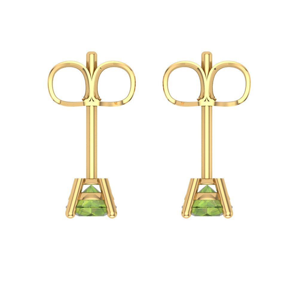 0.2 ctw Peridot Studs Earrings | 3.0mm Round Cut White Gold Push back | August Birthstone
