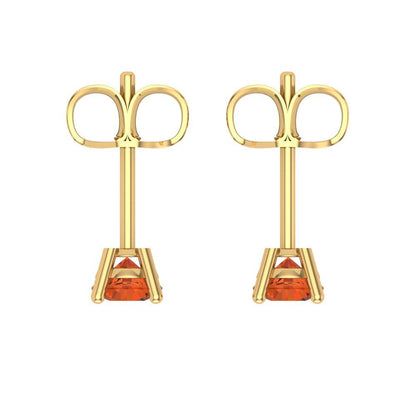 0.2 ctw Red Zirconia Studs Earrings | 3.0mm Round Cut White Gold Push back | April Birthstone