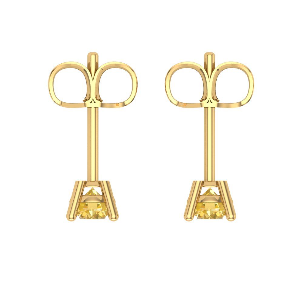 0.2 ctw Citrine Studs Earrings | 3.0mm Round Cut White Gold Push back | November Birthstone