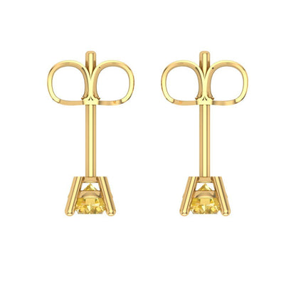 0.2 ctw Citrine Studs Earrings | 3.0mm Round Cut White Gold Push back | November Birthstone