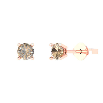 0.2 ctw Yellow Moissanite Studs Earrings | 3.0mm Round Cut White Gold Push back | April Birthstone