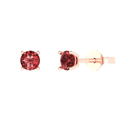 0.2cttw Round Cut Natural Garnet Gold-Plated 925 Silver Push Back Stud Earrings