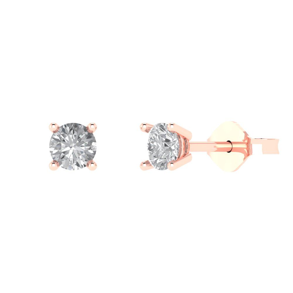 0.2cttw Round Cut White Sapphire Gold-Plated 925 Silver Push Back Stud Earrings