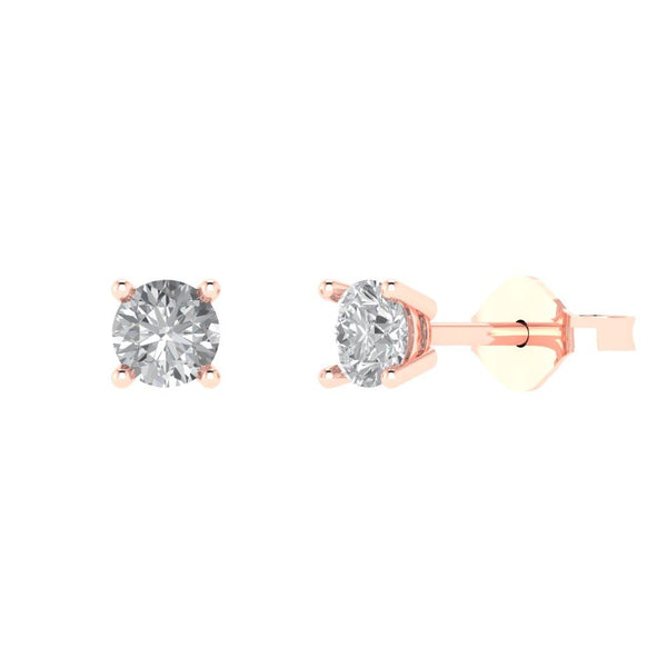 0.2 ct Brilliant Round Cut Solitaire Studs Genuine Cultured Diamond Stone Clarity VS1-2 Color J-K Rose Gold Earrings Push back