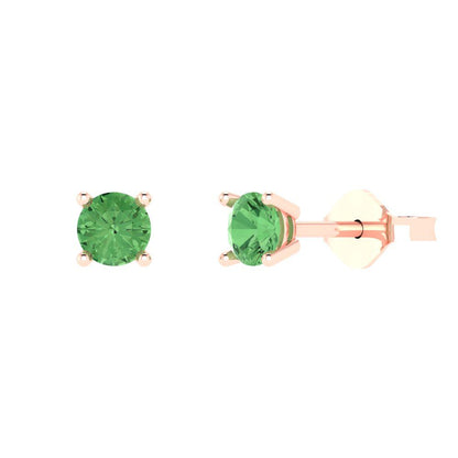 0.2cttw Round Cut Simulated Green Diamond Gold-Plated 925 Silver Push Back Stud Earrings