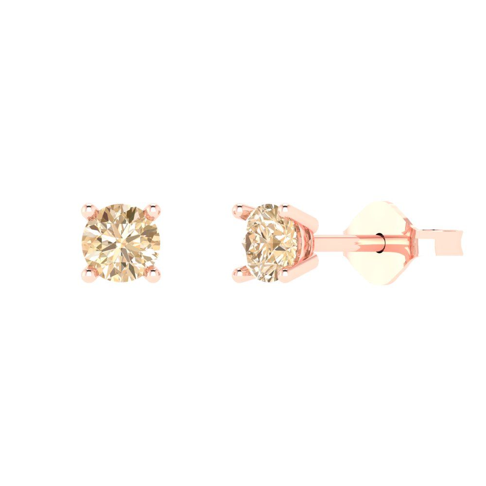 0.2cttw Round Cut Natural Morganite Gold-Plated 925 Silver Push Back Stud Earrings