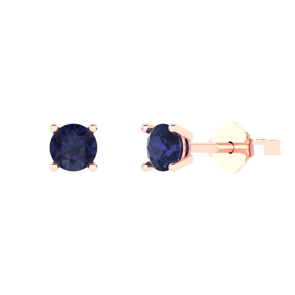 0.2 ctw Blue Sapphire Studs Earrings | 3.0mm Round Cut White Gold Push back | September Birthstone