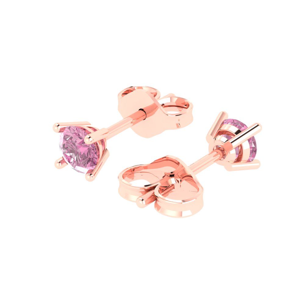 0.2cttw Round Cut Simulated Pink Diamond Gold-Plated 925 Silver Push Back Stud Earrings