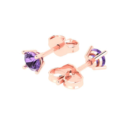 0.2cttw Round Cut Simulated Alexandrite Gold-Plated 925 Silver Push Back Stud Earrings