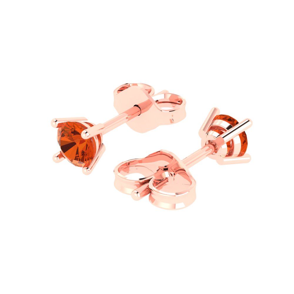 0.2cttw Round Cut Simulated Red Diamond Gold-Plated 925 Silver Push Back Stud Earrings