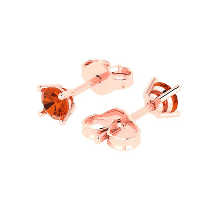 0.2cttw Round Cut Simulated Red Diamond Gold-Plated 925 Silver Push Back Stud Earrings