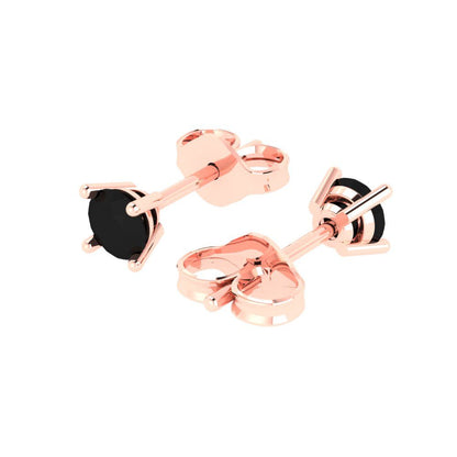 0.2 ctw Onyx Studs Earrings | 3.0mm Round Cut White Gold Push back | July Birthstone