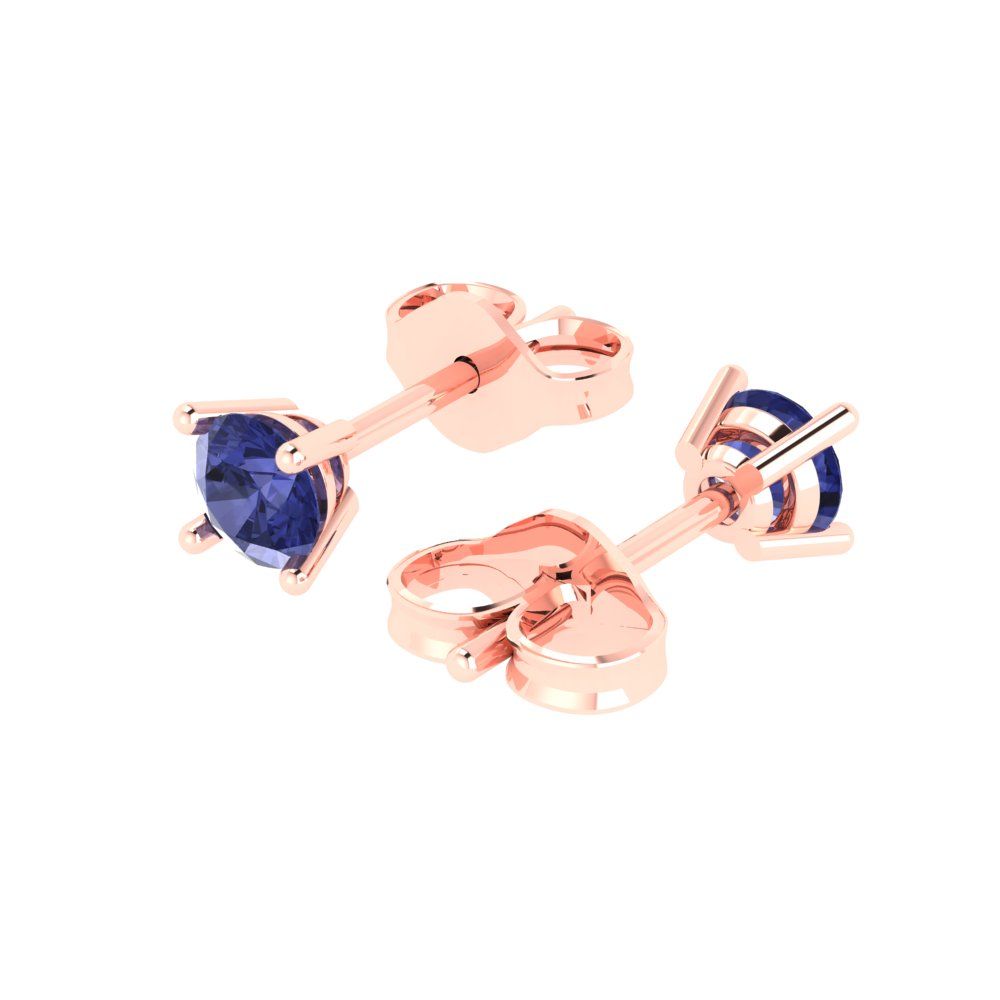 0.2 ctw Tanzanite Studs Earrings | 3.0mm Round Cut White Gold Push back | December Birthstone
