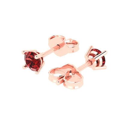 0.2 ctw Garnet Studs Earrings | 3.0mm Round Cut White Gold Push back | January Birthstone