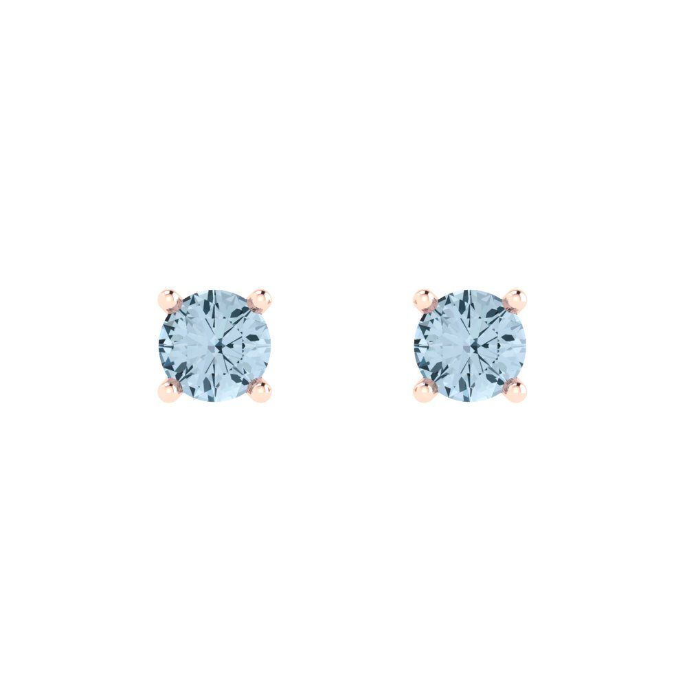 0.2cttw Round Cut Simulated Blue Diamond Gold-Plated 925 Silver Push Back Stud Earrings