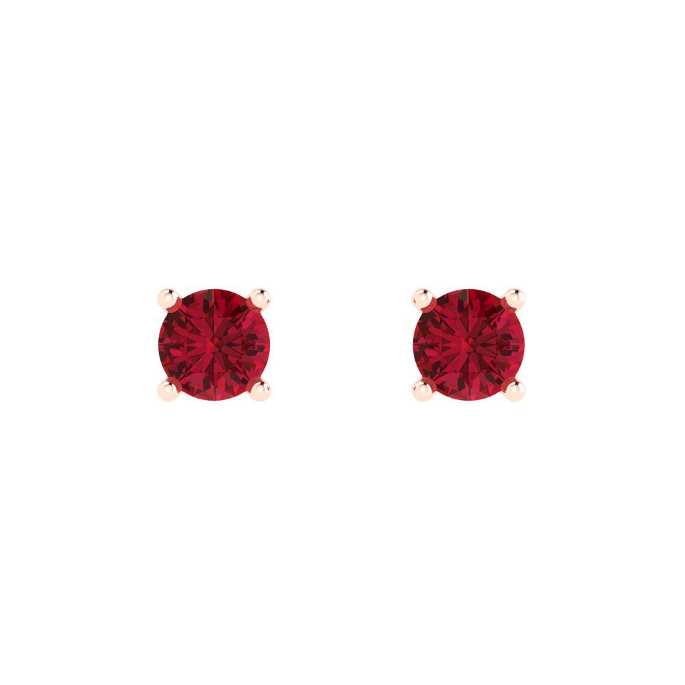 0.2 ctw Ruby Studs Earrings | 3.0mm Round Cut White Gold Push back | July Birthstone