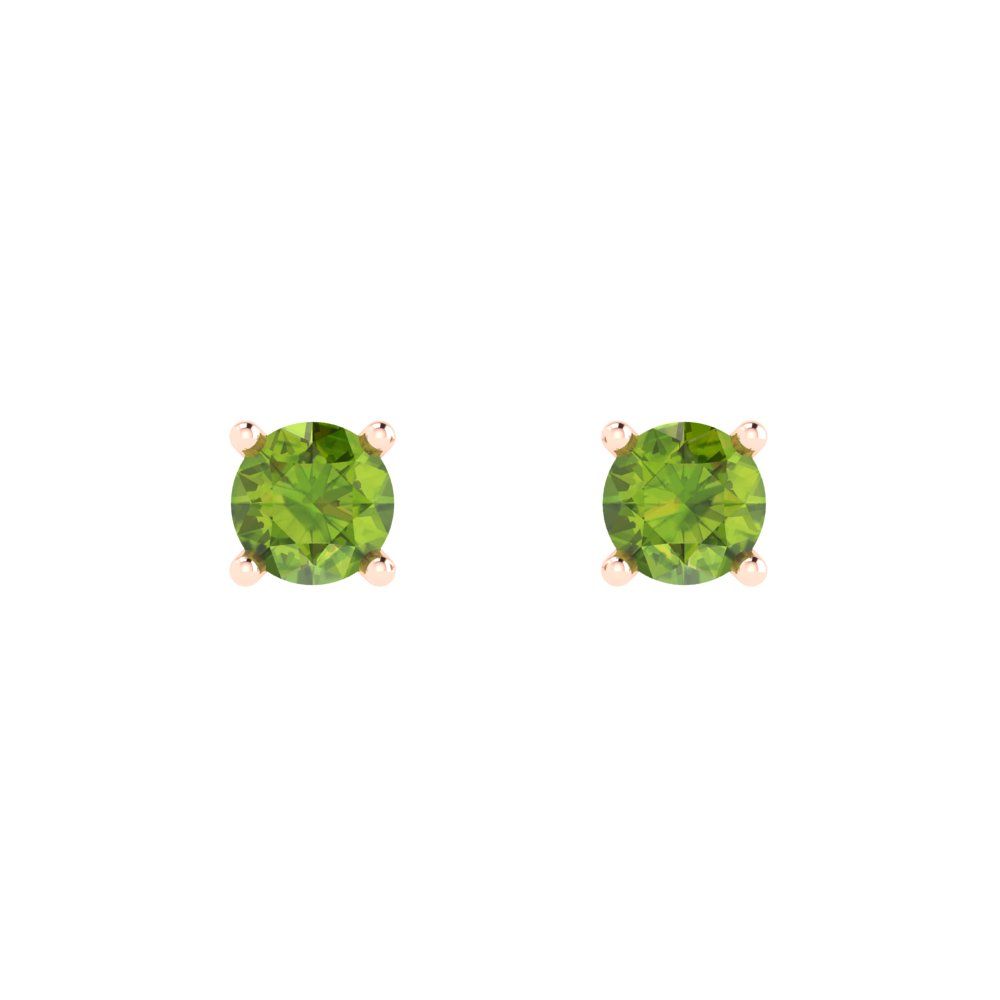 0.2 ctw Peridot Studs Earrings | 3.0mm Round Cut White Gold Push back | August Birthstone