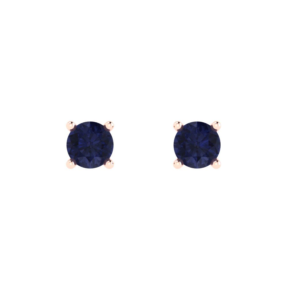 0.2 ctw Blue Sapphire Studs Earrings | 3.0mm Round Cut White Gold Push back | September Birthstone