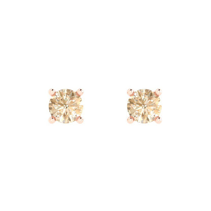 0.2 ctw Morganite Studs Earrings | 3.0mm Round Cut White Gold Push back | February Birthstone