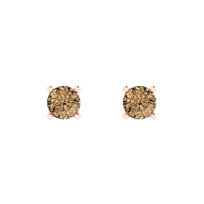0.2cttw Round Cut Simulated Champagne Diamond Gold-Plated 925 Silver Push Back Stud Earrings