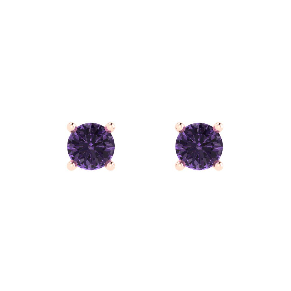 0.2 ctw Alexandrite Studs Earrings | 3.0mm Round Cut White Gold Push back | June Birthstone