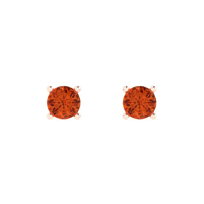 0.2cttw Round Cut Simulated Red Diamond Gold-Plated 925 Silver Push Back Stud Earrings