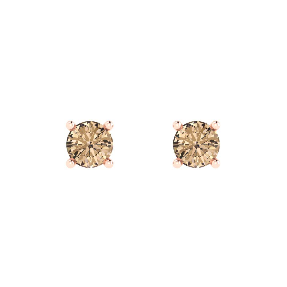 0.2 ctw Yellow Moissanite Studs Earrings | 3.0mm Round Cut White Gold Push back | April Birthstone