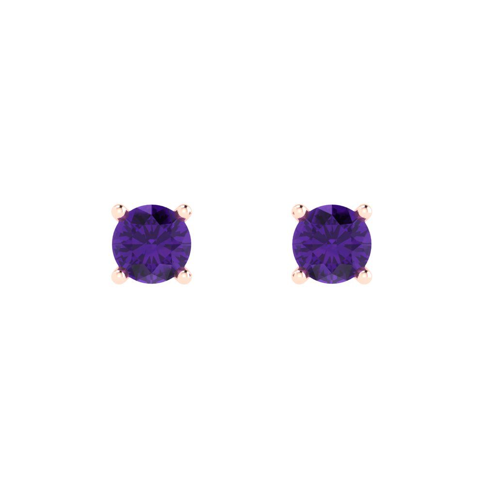 0.2 ctw Amethyst Studs Earrings | 3.0mm Round Cut White Gold Push back | February Birthstone