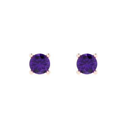 0.2 ctw Amethyst Studs Earrings | 3.0mm Round Cut White Gold Push back | February Birthstone
