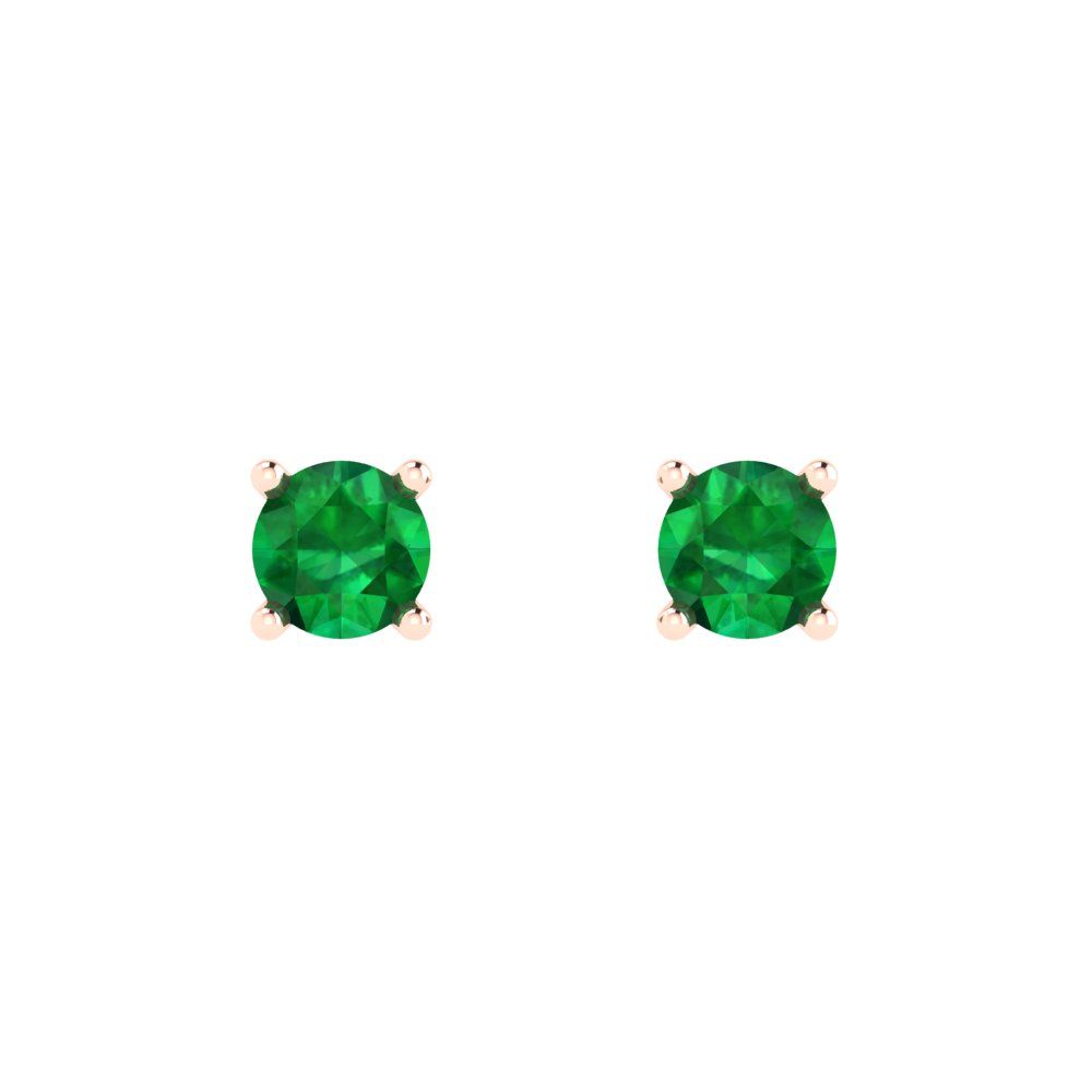0.2cttw Round Cut Simulated Emerald Gold-Plated 925 Silver Push Back Stud Earrings
