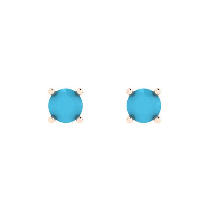 0.2 ctw Turquoise Studs Earrings | 3.0mm Round Cut White Gold Push back | December Birthstone