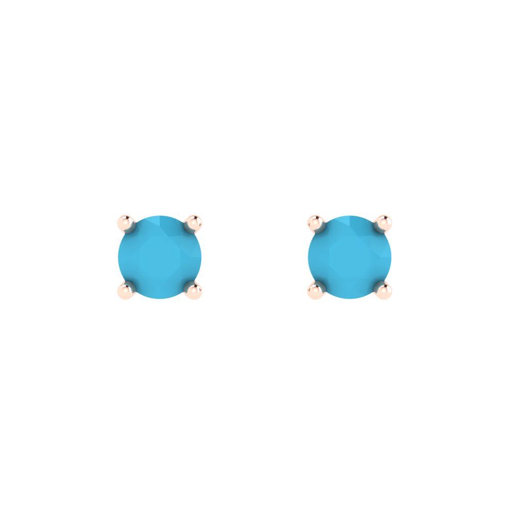0.2cttw Round Cut Simulated Turquoise Gold-Plated 925 Silver Push Back Stud Earrings