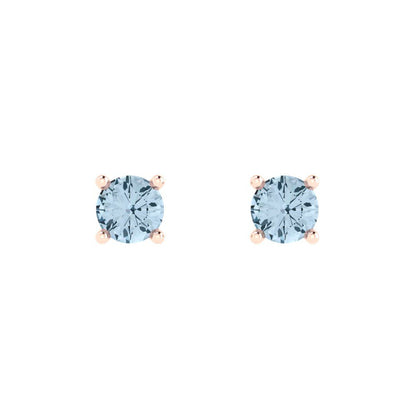 0.2 ctw Aquamarine Studs Earrings | 3.0mm Round Cut White Gold Push back | March Birthstone