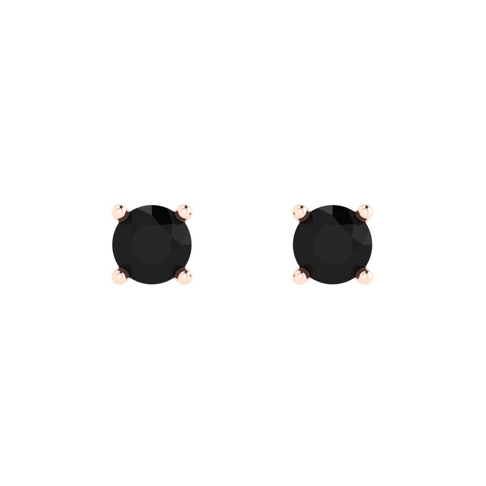 0.2 ctw Onyx Studs Earrings | 3.0mm Round Cut White Gold Push back | July Birthstone