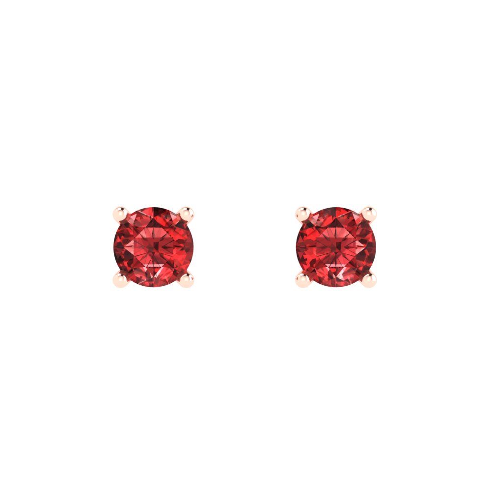 0.2cttw Round Cut Natural Garnet Gold-Plated 925 Silver Push Back Stud Earrings