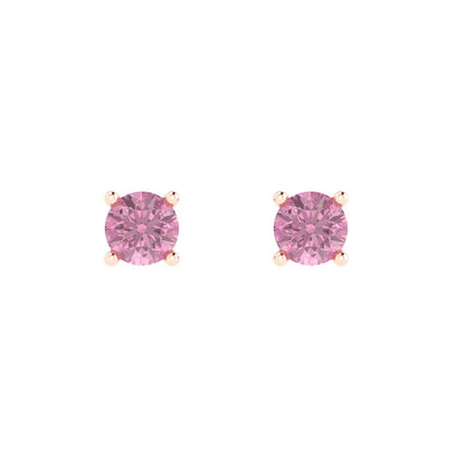 0.2cttw Round Cut Simulated Pink Diamond Gold-Plated 925 Silver Push Back Stud Earrings