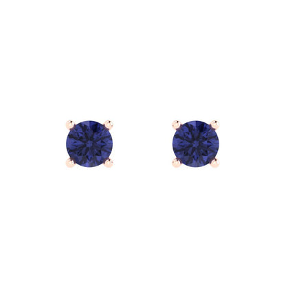 0.2cttw Round Cut Simulated Tanzanite Gold-Plated 925 Silver Push Back Stud Earrings