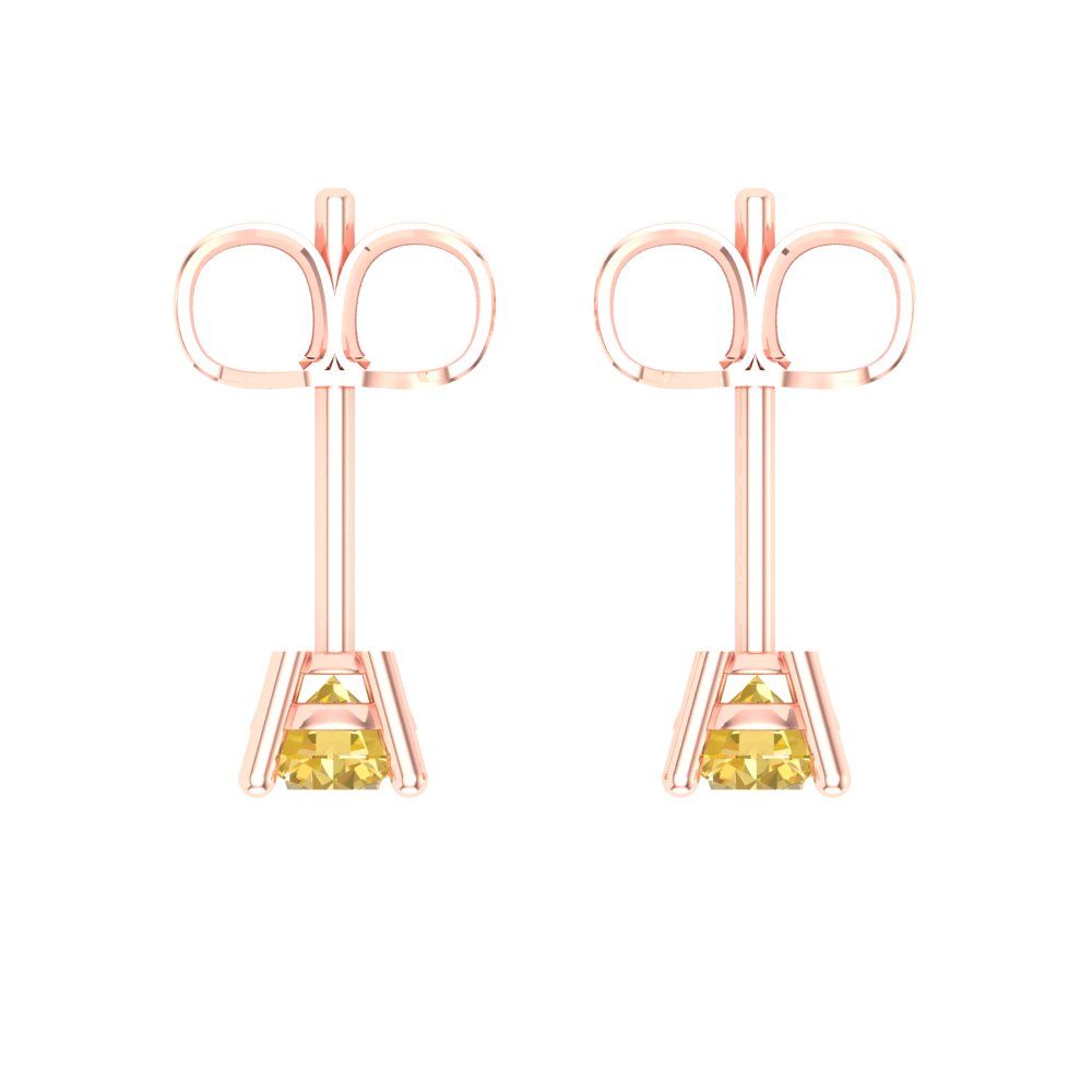 0.2cttw Round Cut Simulated Yellow Diamond Gold-Plated 925 Silver Push Back Stud Earrings