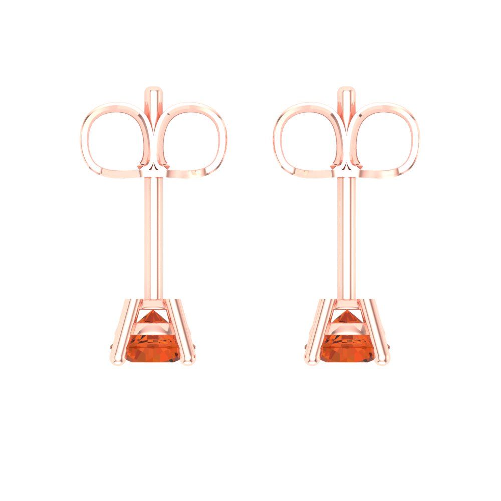0.2cttw Round Cut Simulated Red Diamond Gold-Plated 925 Silver Push Back Stud Earrings
