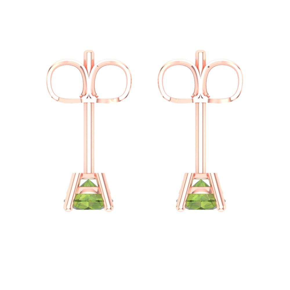 0.2 ctw Peridot Studs Earrings | 3.0mm Round Cut White Gold Push back | August Birthstone
