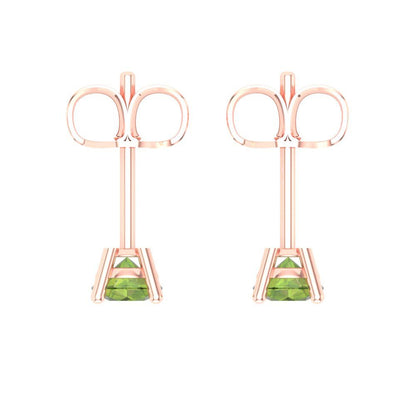 0.2 ctw Peridot Studs Earrings | 3.0mm Round Cut White Gold Push back | August Birthstone