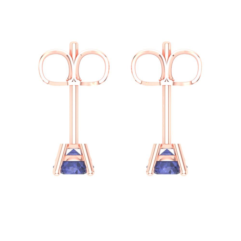 0.2cttw Round Cut Simulated Tanzanite Gold-Plated 925 Silver Push Back Stud Earrings