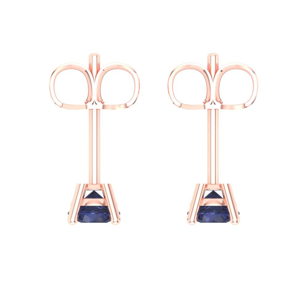 0.2 ctw Blue Sapphire Studs Earrings | 3.0mm Round Cut White Gold Push back | September Birthstone