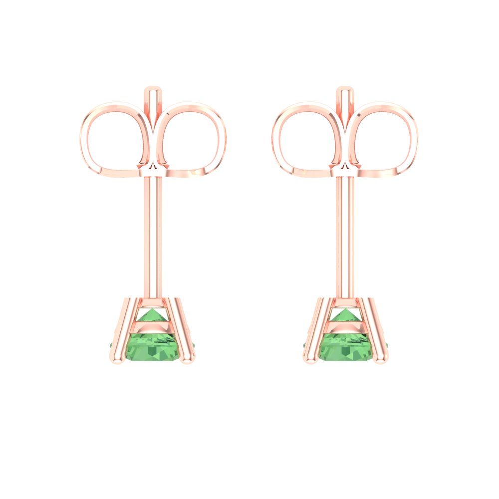 0.2 ctw Green Zirconia Studs Earrings | 3.0mm Round Cut White Gold Push back | April Birthstone