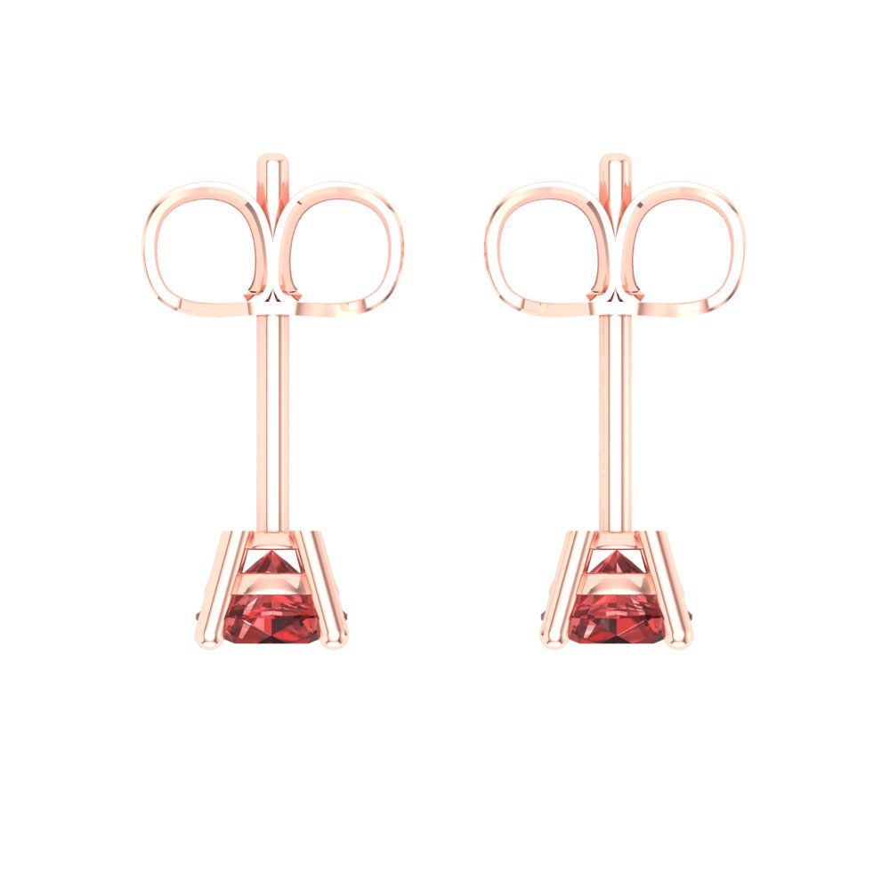 0.2cttw Round Cut Natural Garnet Gold-Plated 925 Silver Push Back Stud Earrings