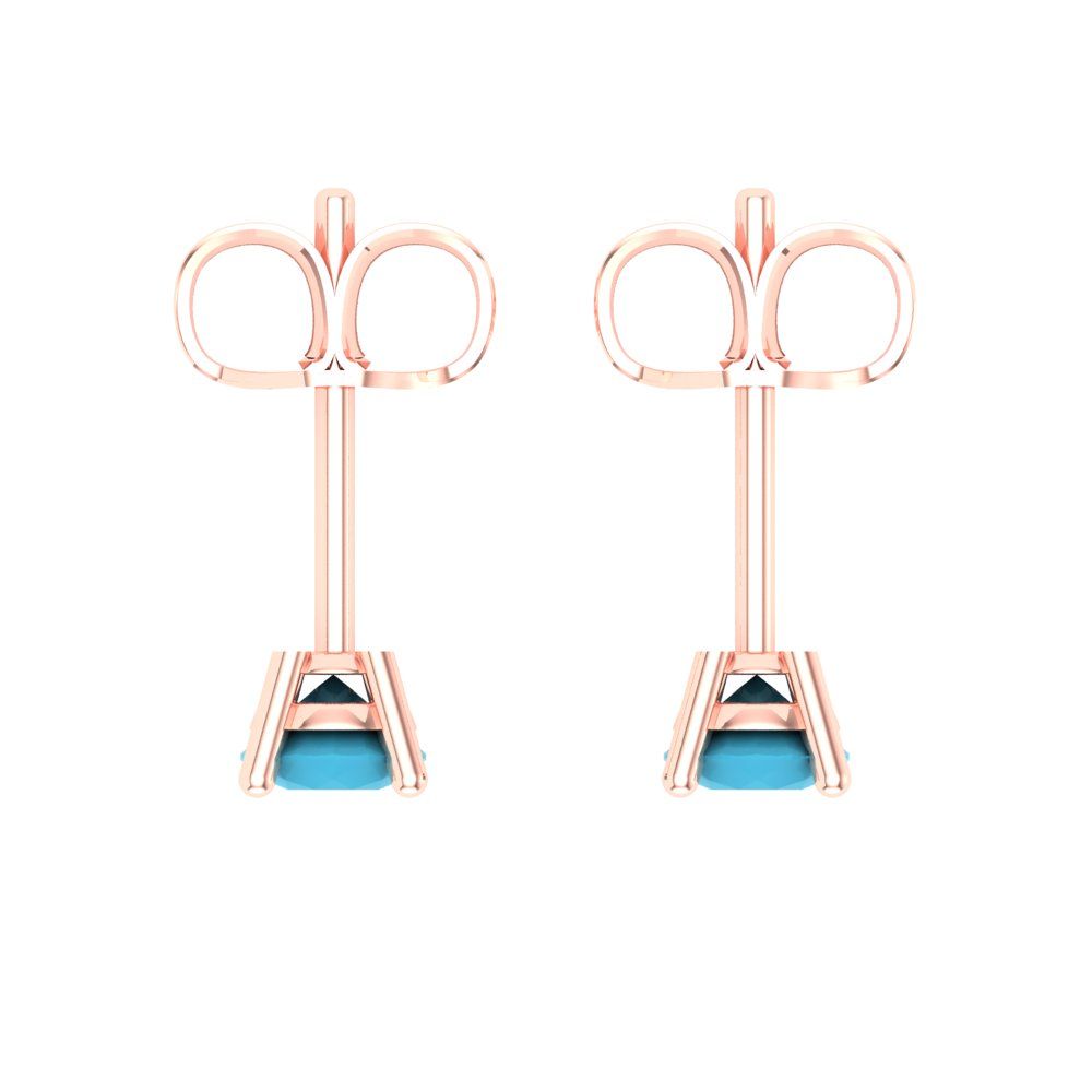 0.2 ctw Turquoise Studs Earrings | 3.0mm Round Cut White Gold Push back | December Birthstone