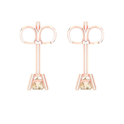 0.2cttw Round Cut Natural Morganite Gold-Plated 925 Silver Push Back Stud Earrings